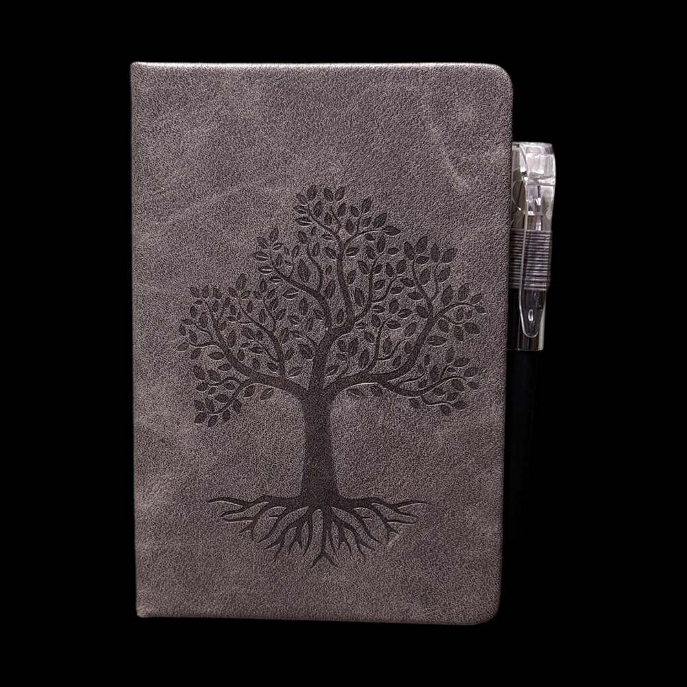 Dark Gray Tree of Life Embossed Small Hardcover Lined Journal with Pen - Picture 2 of 6